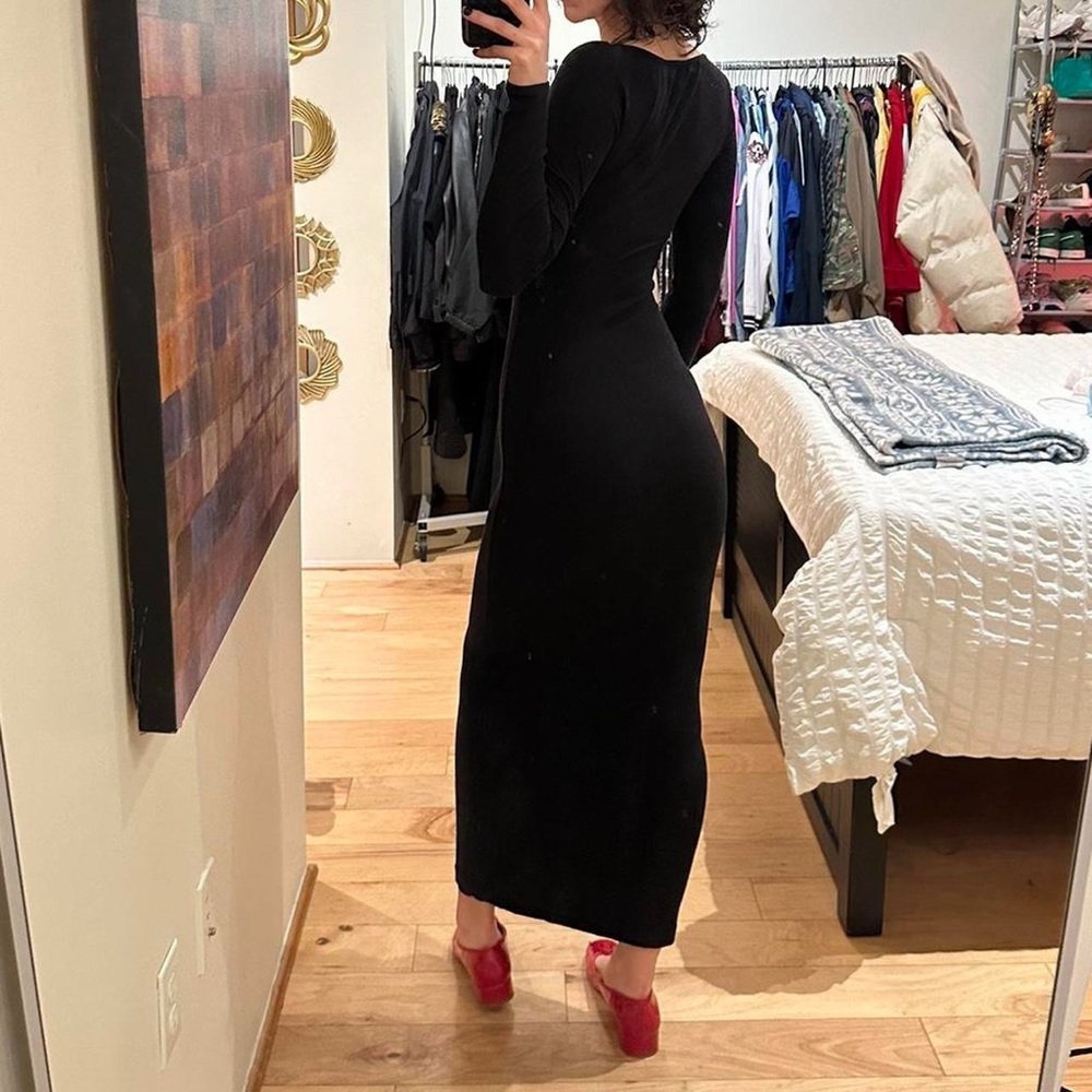SKIMS Black Maxi Dress with Long Sleeves - Picture 3 of 4